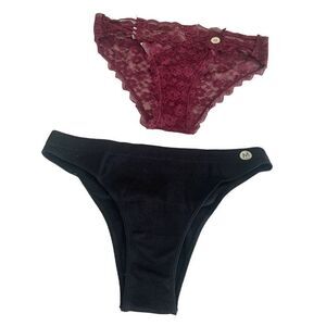 Hollister Strappy Black Lace Cheeky Panty bundle Size MEDIUM